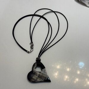 Elegant Black and Silver Heart Pendant Necklace